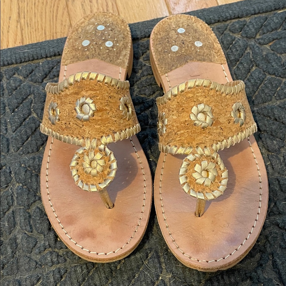 Jack Rogers cork and gold sandals
